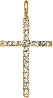 Religious Jewelry by FDJ 10k Yellow Gold Cubic Zirconia Cross Fine Pendant