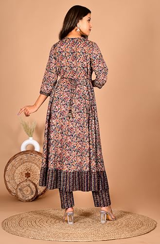 Image of Women's Cotton Embroidered Anarkali Kurta with Pant & Dupatta Set