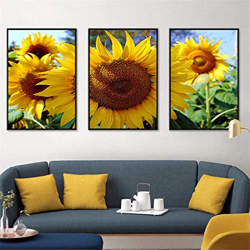 Tournesol Peinture Mur Art affiche fleur jaune déco intérieur toile 3x 30x45