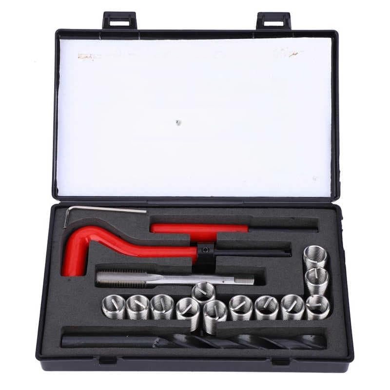 17PCS M12X1.5 Thread Repair Kit Stainless Steel Twist Drill Wrench Thread Insert Thread Insert Set