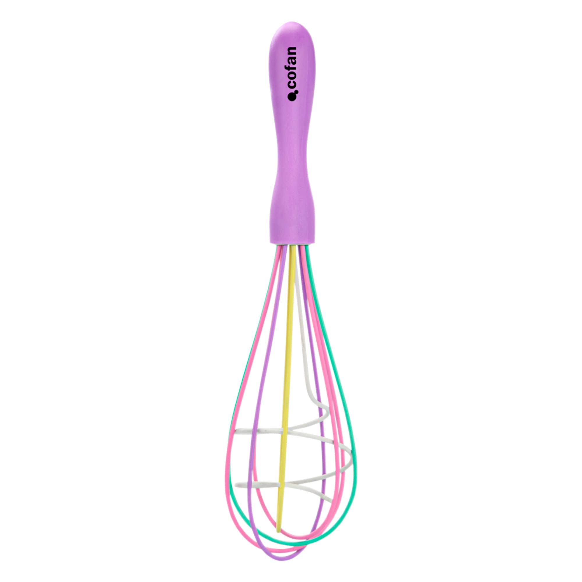 Cofan Batidor Varilla manual de polipropileno | Modelo Vergini | Color del Mango Morado y Varilla: Multicolor | Longitud 25 cm