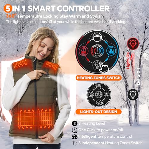 SNOW LEOPARD Women’s Heated Vest with Battery Pack Included 7.4V / 16000mAh, Lightweight Electric Vest2
