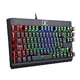 EagleTec KG040 Mechanische Gaming Tastatur Blaue Schalter für PC Gamer, Büro, 87 Tasten Kompakte Ergonomisches Design DE QWERTZ (RGB Beleuchtet)
