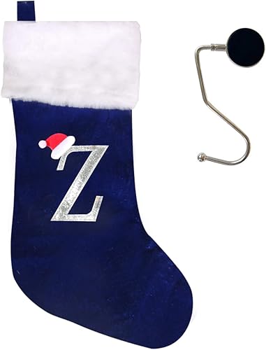 Vista 79 de Medias de Navidad con monograma de 20 pulgadas con letras, medias de Navidad súper suaves, medias grandes con monograma, medias de letras rojas