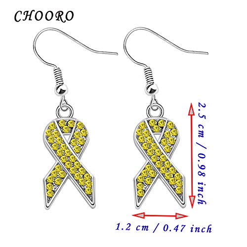 CHOORO Yellow Awareness Ribbon Charm Earrings Cancer Awareness Jewelry Gift for Endometriosis/Bladder Cancer/Suicide Prevention/Bone Cancer2