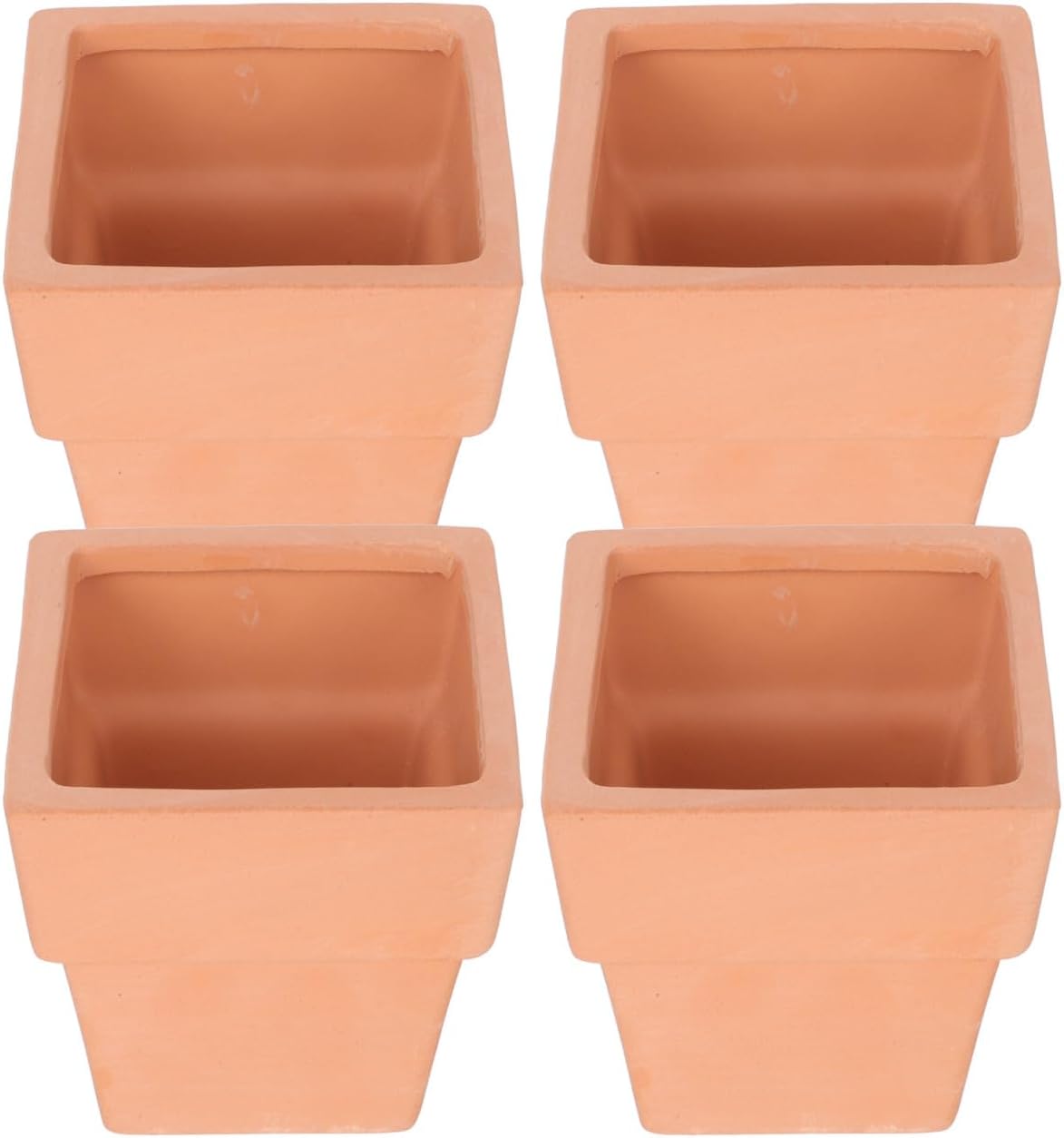 DOITOOL 4Pcs Light Brown Ceramic Succulent Pots with Drainage Hole, 3.14 Inch Square Flower Planters for Indoor Plants, Cactus, Decorative Plant Pots for Balcony, Windowsill, Table