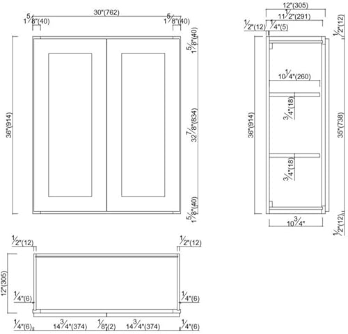 Miniatura 91 de Brookings Shaker - Armario de cocina de pared sin ensamblar W2736, 27 ancho x 12 profundidad x 36 alto, pintado blanco con Sherwin Williams®, madera