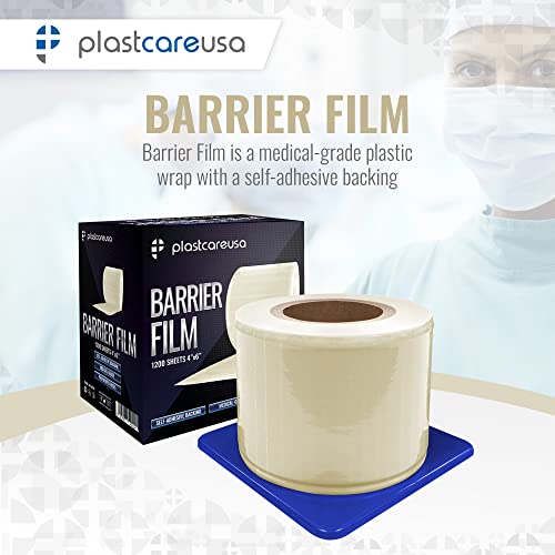 Clear Barrier Film Roll 4"X6" - Protective Dental Barrier Film For Dental, Medical, Tattoo - Perforated Adhesive Barrier Tape Sheets (1 Box Of 1200 Sheets) By Plastcare Usa #TOP4