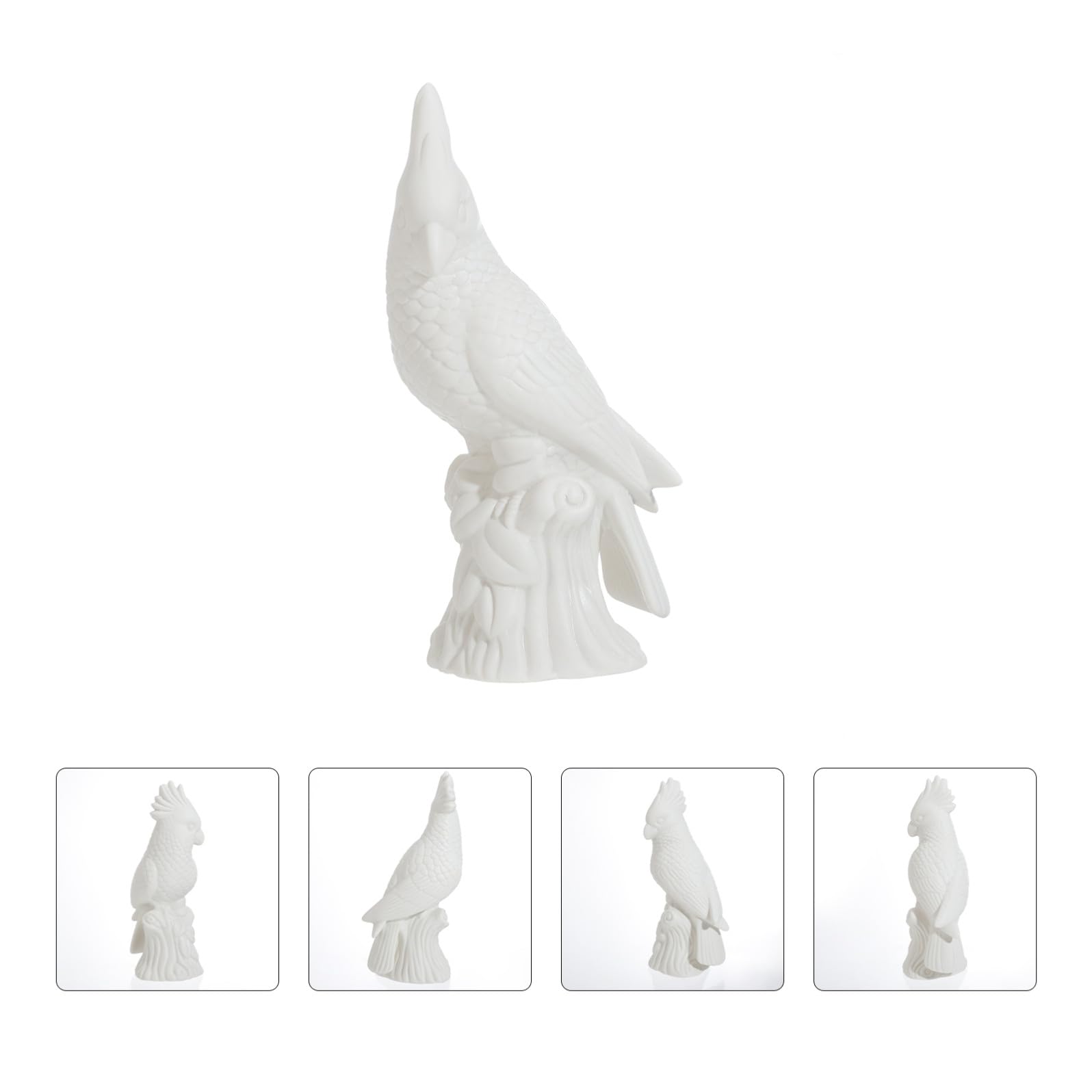 Papageienfigur Keramik Weiß für Tischdeko, Weihnachten Geschenkideen