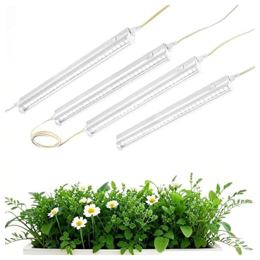 JhauvMw T5 1FT 0.3M 6W×4 White Light 5000K Grow Light Tubes,Full Spectrum LED Grow Lights,6W Energy Efficient,Plug & Play,for Hydroponics/Soil Seedlings Vegetables Herbs Flower (4 Packs)