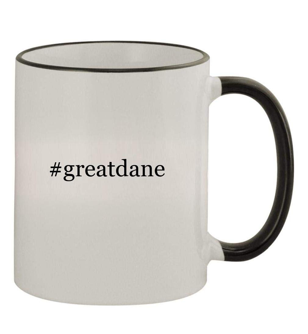 Knick Knack Gifts #greatdane - 11oz Colored Handle and Rim Coffee Mug, Black