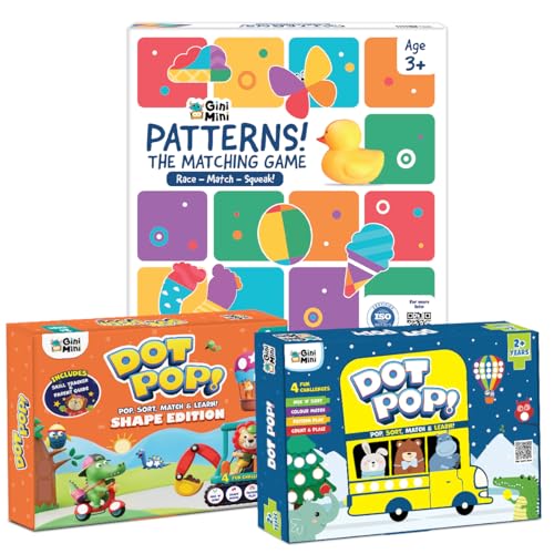 Image of DOT POP! Activity Kit for Kids 2-5 | 150+ Elements | Colour, Counting, Sorting & Matching Games | Early Learning, Motor Skills | Reusable, Mess-Free & Screen-Free Fun (DOT POP & SHAPE POP & PATTERN)