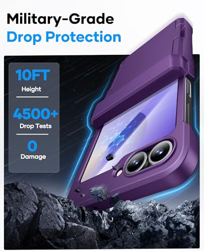 Image of ASAFCASE for Samsung Galaxy Z Flip 6 and Z Flip 7 FE Wallet Case, Purple | Card Holder (3 Cards), Outer Screen Protector, Hinge Protection, Heavy Duty, Shockproof Rugged & Fit Stylish Case Phone Cover