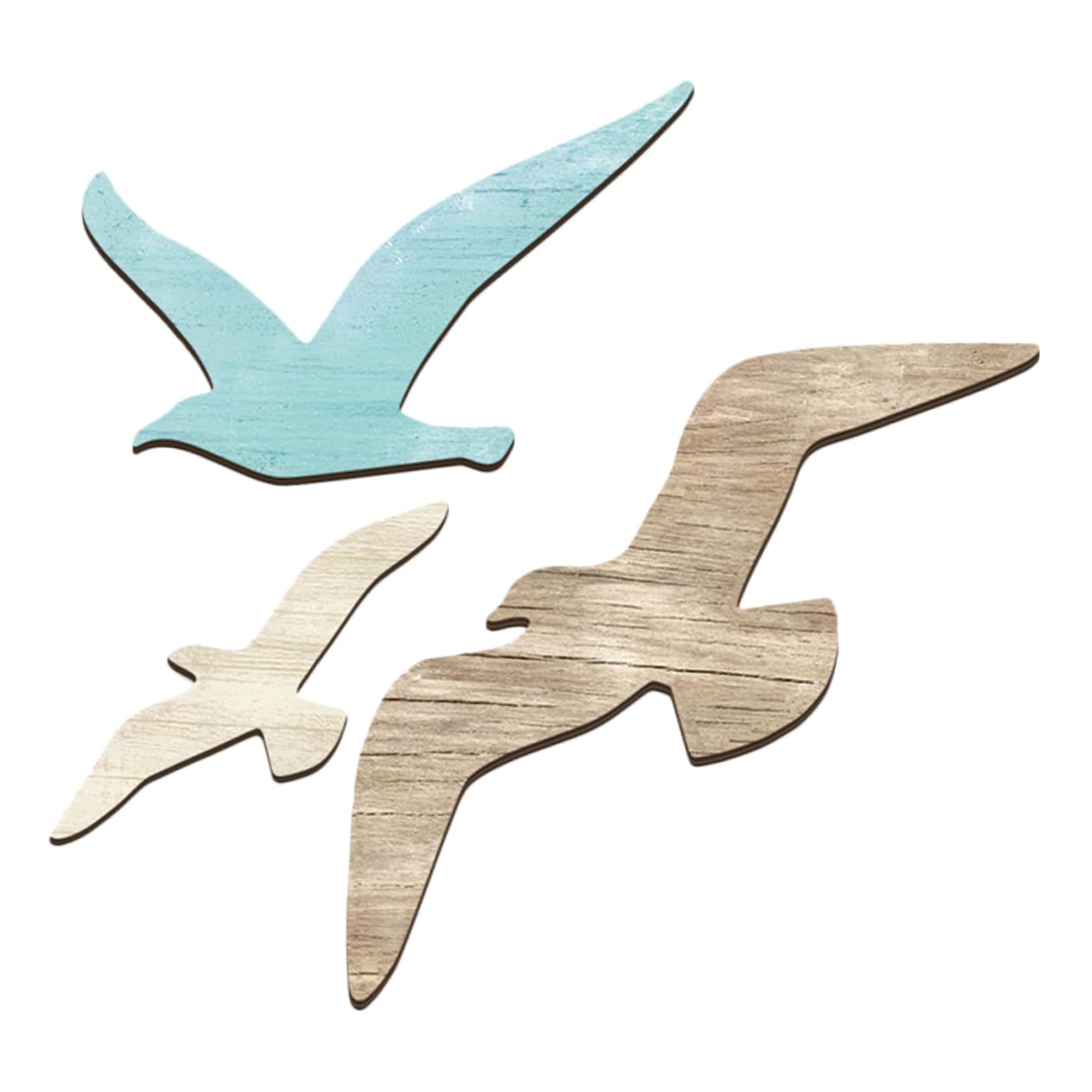 HEATSHAKING 3 Piezas Decoración colgante de pared de gaviota baño escultura de pared de playa océano muro adornos de pared de la casa de campo adornos de pared costeros Madera