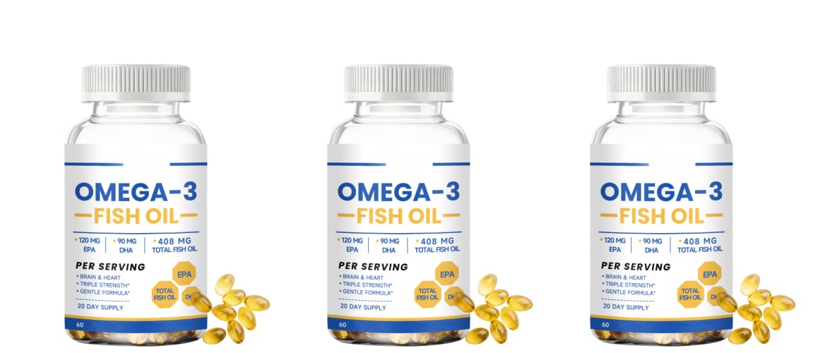 Olio di pesce Omega 3 408 MG| Acidi grassi EPA DHA | - per uomini e donne,3Pcs