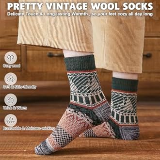 IIG 3-6 Pairs Men Dress Cotton Socks Funky Colorful Pattern Wool Crew Socks