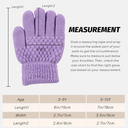 Image of JANGANNSA Cold Weather Kids Gloves Warm Knitted Children Magic Glove With Fleece Lining Winter Gloves For Boys Girls