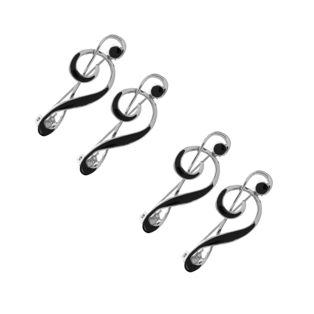 2Sets Brosche Note Emaille Pin für einen Musikliebhaber Stbinschmuck Juwelry Musikinstrument Broochpin Zinklegierung Silber 2pcs*2