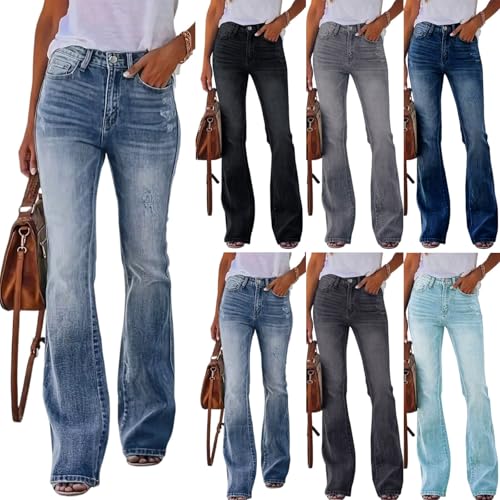 High Rise Flare Jeans for Woman Denim Distressed Stretchy Bootcut Cowgirl Jeans Boyfriend Country Bell Bottom Pants3