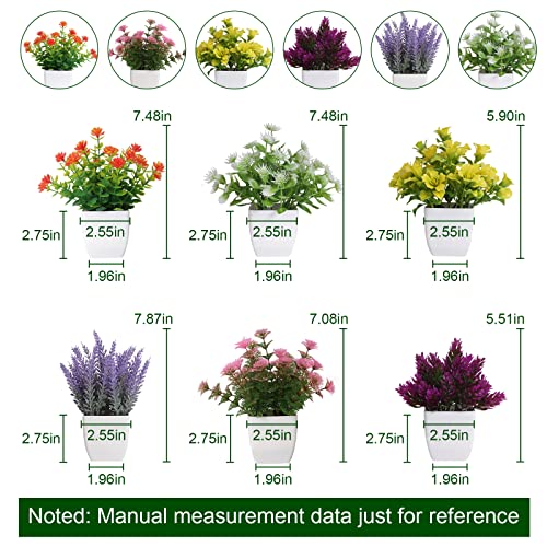 6Pcs Artificial Pot Flowers Small Fake Plants With Pot Mini Potted Plants For House Office Tabletop Decoration #TOP2