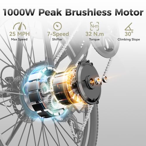 Heybike Electric Bikes for Adults, 26″ Ebikes for Men, Peak