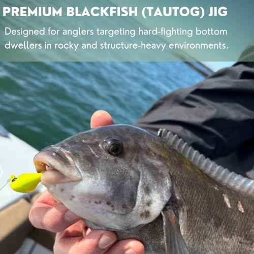 Rock Bottom Jigs™ - 2 oz, White Glow, Premium Saltwater Fishing Jig for Blackfish (Tautog), Sheepshead, Grouper - Wide-Body Design for Less Snag - Ultra-Sharp VMC Hooks & Durable Construction, 2 Pack by Game On Lures - Image 5
