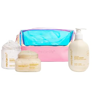 Daily Glow Kit Body Skin Care Set, Whipped Soap, Sugar Body Scrub, Hand Wash Full Size, Vanilla