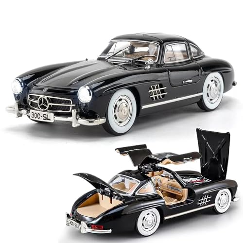 Image of 1:24 SL300 Vintage Toy Car Classic Model Toy Car for Kids Diecast Metal Cars Light Sound Pullback Openable Door