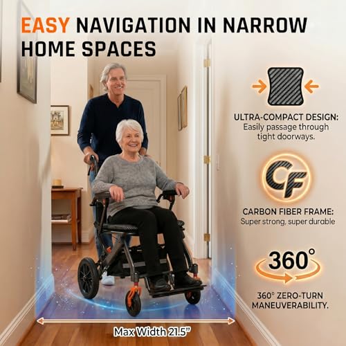 Image of SOFTFISH Transport Wheelchair for Adults with Pull Rod & Multi Shock-Absorbing, Portable Transport Wheelchairs with Foldable Footrest and Armrests, 10 inch PU Tires Wheelchair for Travel & Daily Use