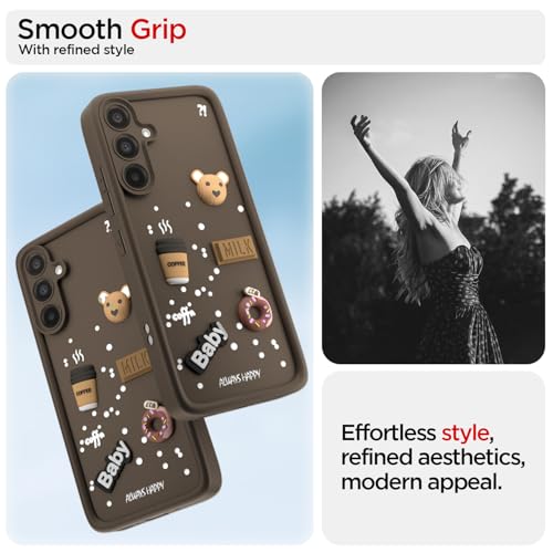 Image of Outlouders Back Cover for Samsung Galaxy A56 5G | 3D Cartoon Bear Cute Fun Silicone Full Body Protection Bumper Case (Brown)
