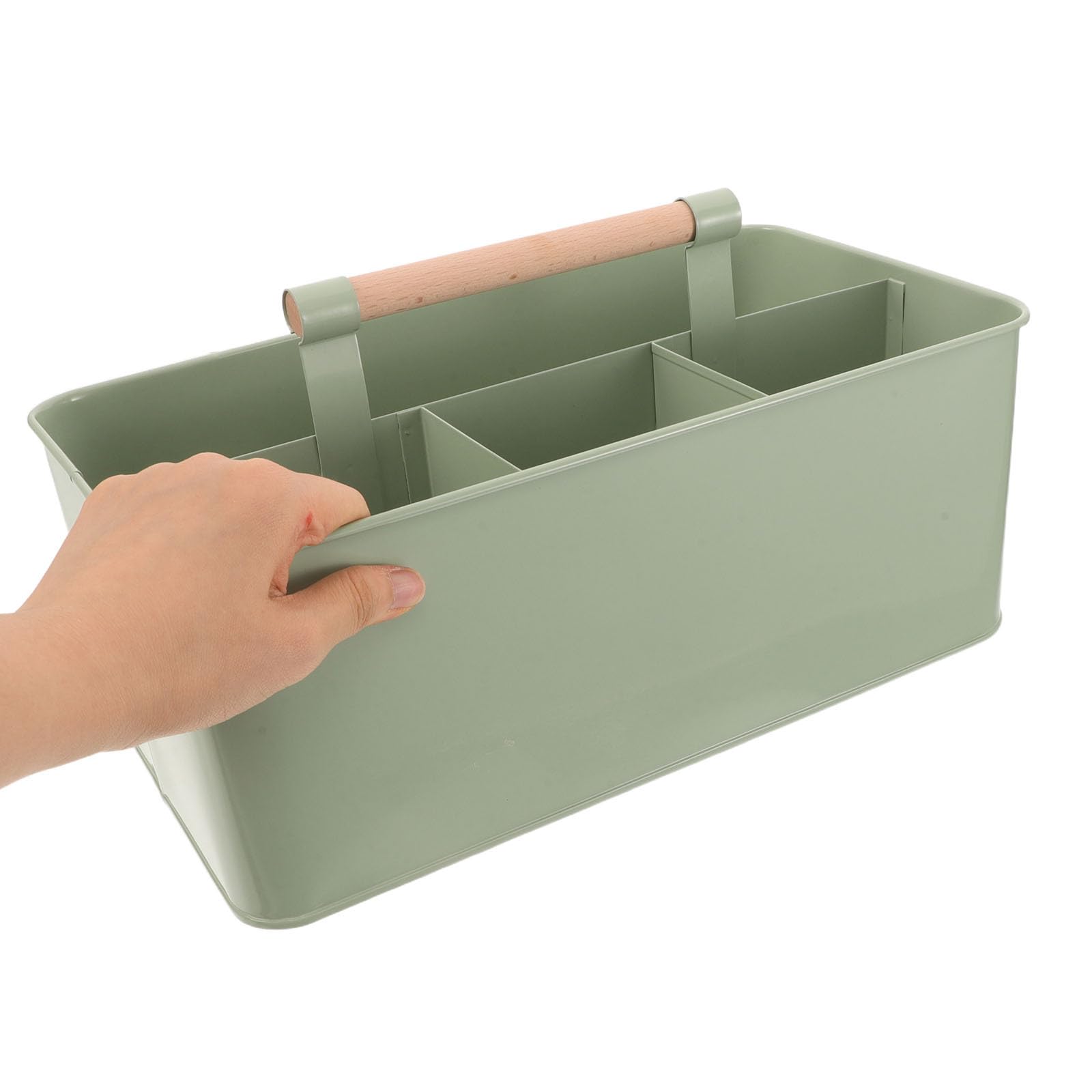 Panier de Jardinage en Fer à 4 Compartiments avec Poignée en Bois