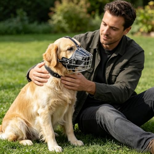 PETCUTE Hund Maulkorb Metall Maulkorb Hundemaulkorb Anti Beißen Bellen Fressen Beisskorb Sicherheit Langlebig Hunde Maulkorb