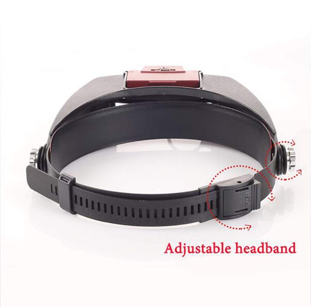 Lupa, lupa para diadema con luz LED, lupa de montaje en la cabeza, lupa de lectura manos libres con luz para trabajo cercano, joyero, lupa, manualidades, reparación de relojes, pasatiempos