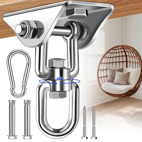 FoiiLiio Deckenhaken Schwerlast für Holzbalken 360° Dreh Schaukelhaken Edelstahl 450KG Kapazität Schwerlasthaken Decke Beton Deckenhalterung Deckenbefestigung für Hängesessel Boxsack Schaukel FoiiLiio Deckenhaken Schwerlast für Holzbalken 360° Dreh Schaukelhaken Edelstahl 450KG Kapazität Schwerlasthaken Decke Beton Deckenhalterung Deckenbefestigung für Hängesessel Boxsack Schaukel