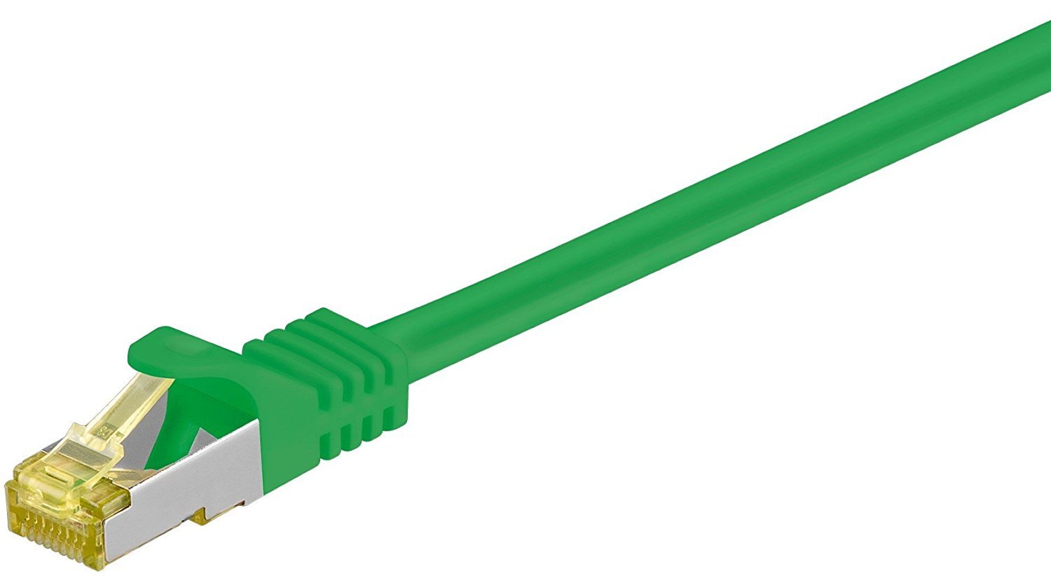 Goobay 91568 RJ45 Patch Cord with CAT 7 Raw Cable, CAT 6A, S/FTP PiMF, Green, 0.25m Length