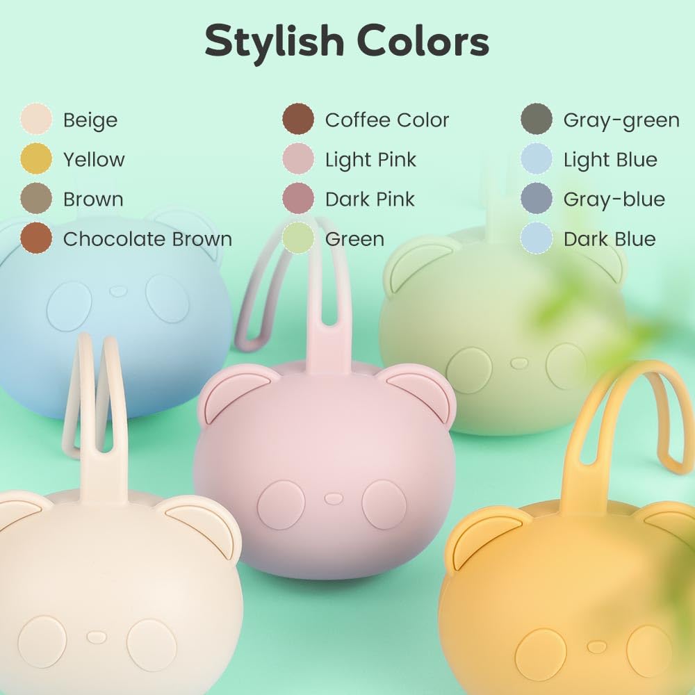 Lot de 2 Boite a Tetine Bebe Silicone pour Bébé, Boite a Sucette Bebe Sans BPA en Silicone pour Sucette, Range Portable Tétine Bébé pour Voyage- Bleu et Vert