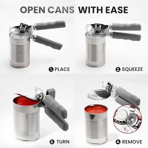 Image of Zulay Kitchen Manual Can Opener Heavy Duty Patented Stainless Steel, Gray