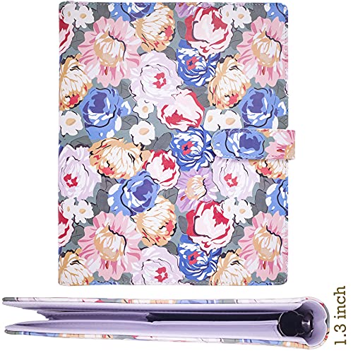Portfolio Binder Three Ring Binder 1 Inch,Leather Padfolio Binder - Organizer Document - Office Binder Organizer For Women. (10"X13", 1 Inch Three Ring Binder, Floral) #TOP7