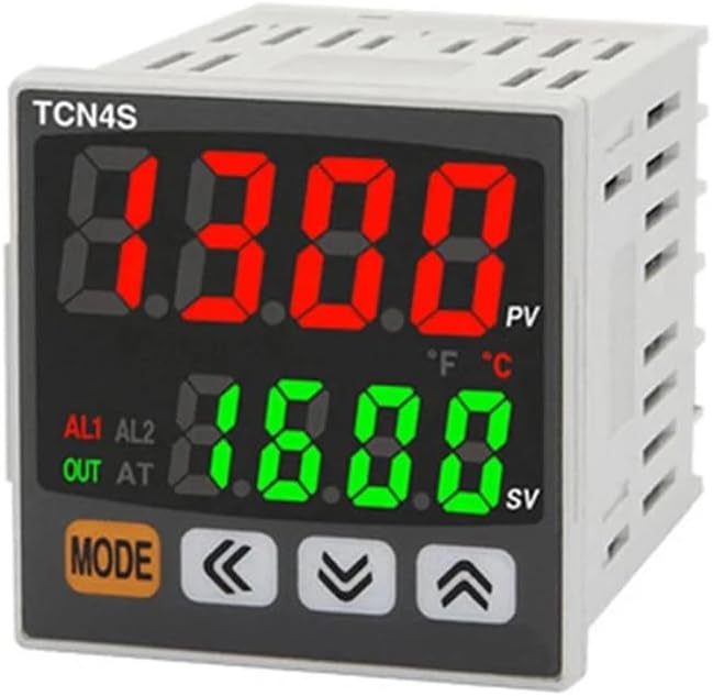 TCN4S-22R Digital PID Temperature Controller,1/16 DIN Dual Display 4 Digit, Relay & SSR Output+2 Alarm Output 24VAC/24-48VDC 50/60Hz