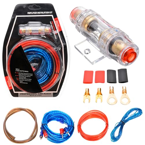 Kit Cablaggio Audio Auto 1500W - Cavi Per Amplificatore E Subwoofer, Con Fusibile, Per Auto E Moto