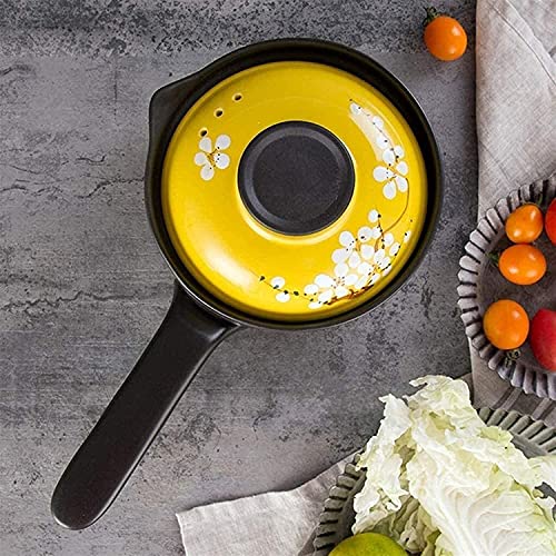 Marmite à soupe en céramique antiadhésive jaune avec manche - 5