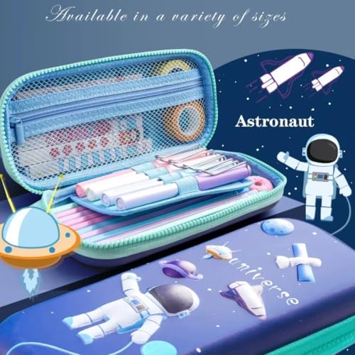 Image of Storio 3D EVA Space Astronaut Theme Pencil Box for Kids Pencil Pouch Bag Compass School Pouch Organizer for Students Kids Stylish Pen Holder Pouch Stationery Box - Canvas, Multicolor