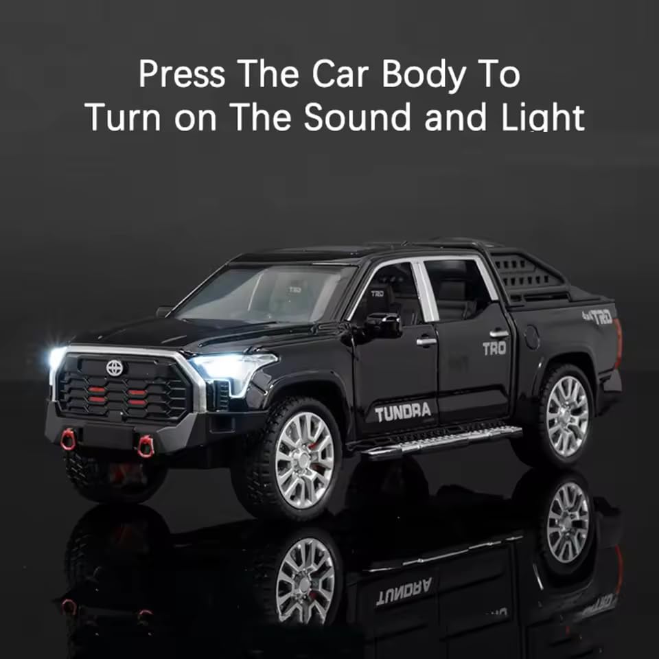 Image of 1:32 Toyota Tundra Alloy Pickup Off-Road Diecast Metal Pull Back Car with 6 Openable Doors with Sound and Light Toy Decoration car Best Gift Toys for Kids 【Color As Per Stock】
