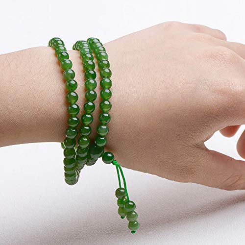 Bracelet vert en véritable jade de Hetian du Xinjiang perles 6mm de qualité supérieure - 4