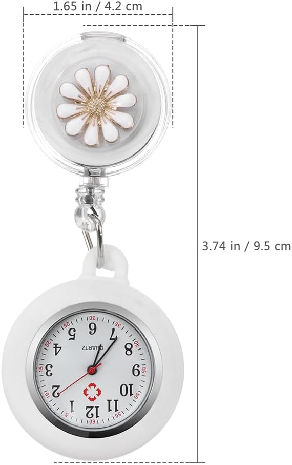 Baluue 2pcs Nurse Watch Fob Retractable Watches with Second Hand and Silicone Sleeve, Clip On Lapel Pocket Watch for Nurses Doctors