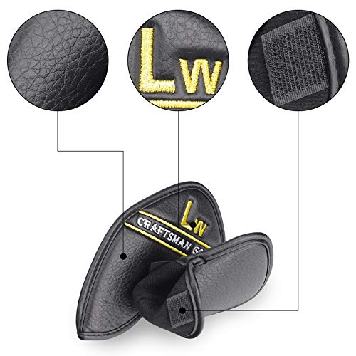 Craftsman Golf Left Handed 12Pcs Black Synthetic Leather Golf Iron Head Covers Set Headcover With Colorful Number Embroideried,Easily Get The Needed Iron For Callaway Ping Taylormade Cobra Etc. #TOP2