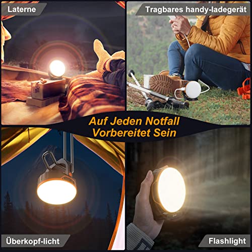 ZMNT LED Campinglampe 10000mAh Akku Camping Laterne mit USB C Aufladbar