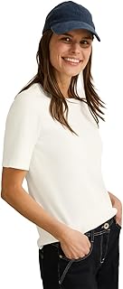 Cecil Women's Basic Ribbed Structure T-Shirt