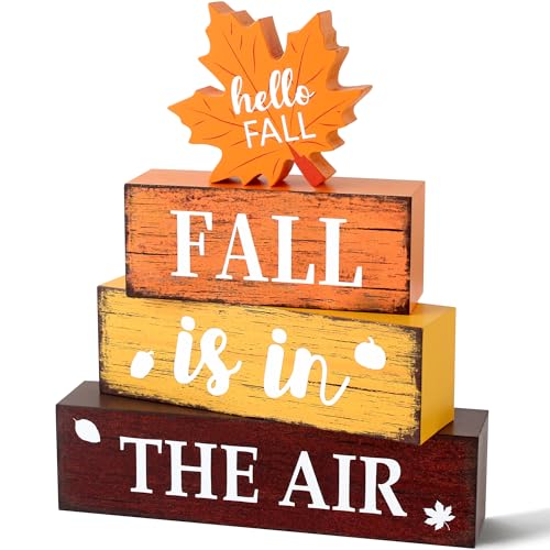 Image of 4 Pcs Fall Wooden Decor, Fall Table Decorations Gifts for Home