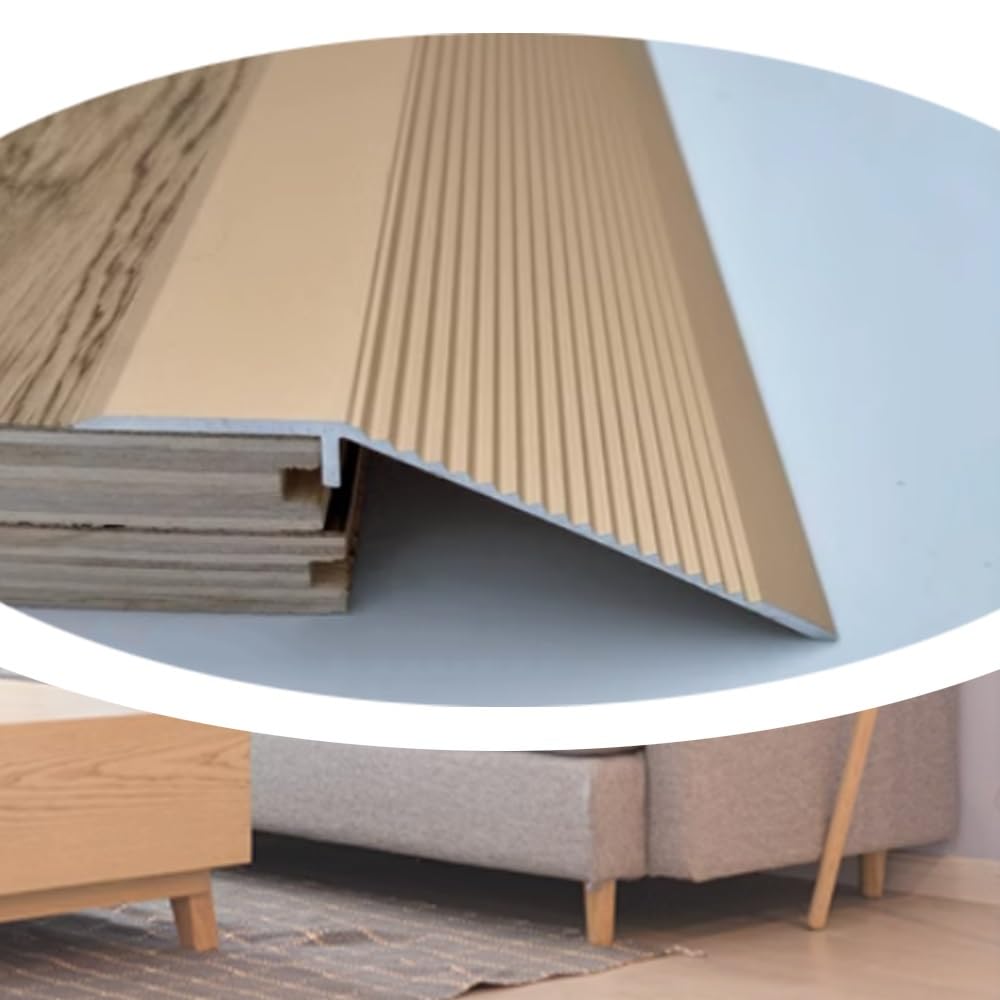 Aluminium Overgang Drempel Strip voor Hout naar Tegels - Zelfklevende Laminaat Deur Strip, Huis Ingang Helling Reducer met Spleet Cover voor Vinyl en Laminaat (Kleur: Paars Goud, Maat